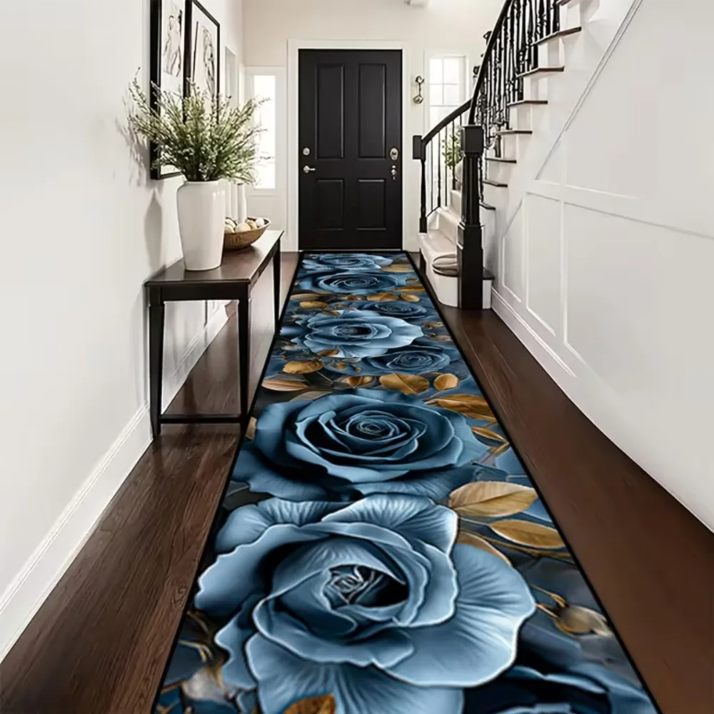 Ink Floral Runner Rug 3