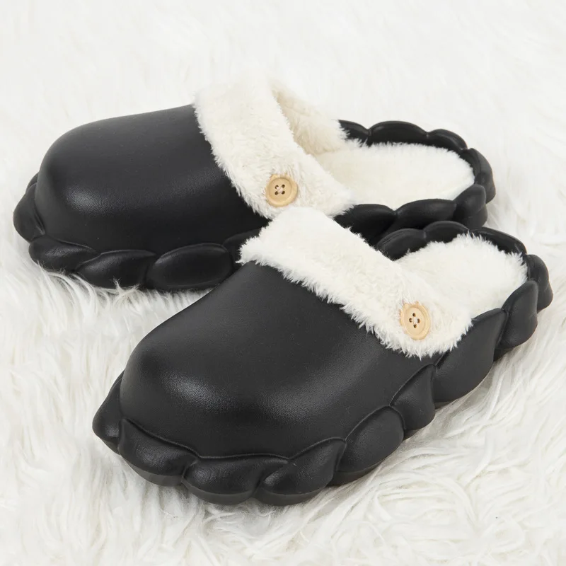 2022 new solid color detachable waterproof half home cotton shoes eva platform warmer house slippers indoor outdoor sides