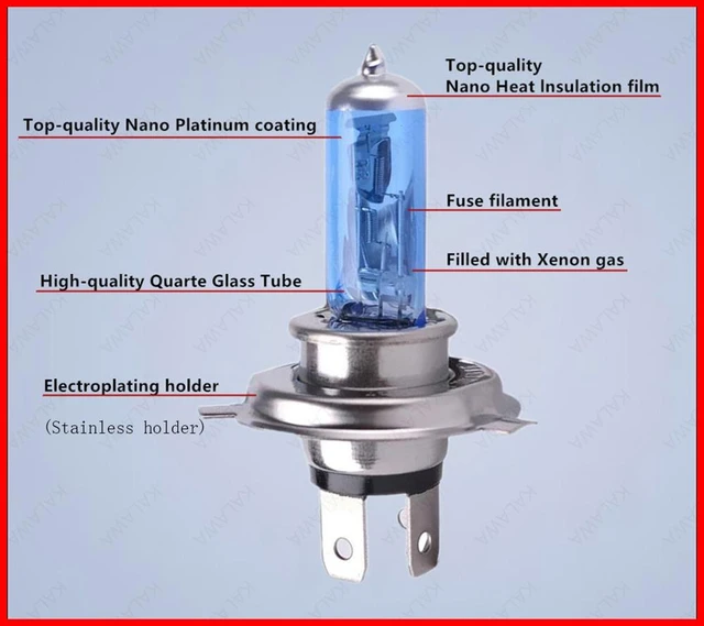 Bombilla halógena para faros delanteros con luz súper blanca P20D 12 V/60 W  5000 K, 2 unidades, larga vida útil