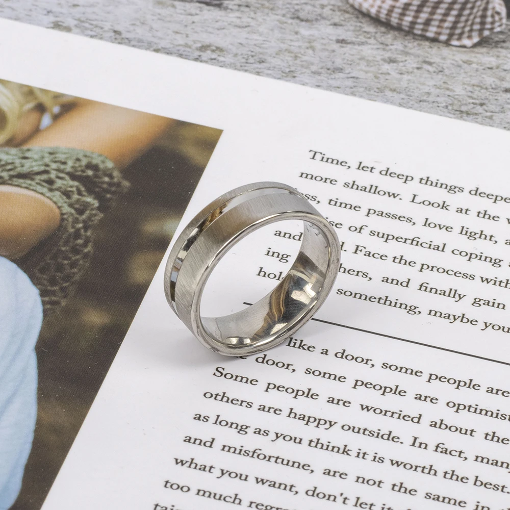 20 Pz/lotto Moda Venature Del Legno Anelli In Acciaio Inossidabile Per Le Donne Maschio Qualà Gioielli Di Fidanzamento Accessori Per Feste - Foto 4