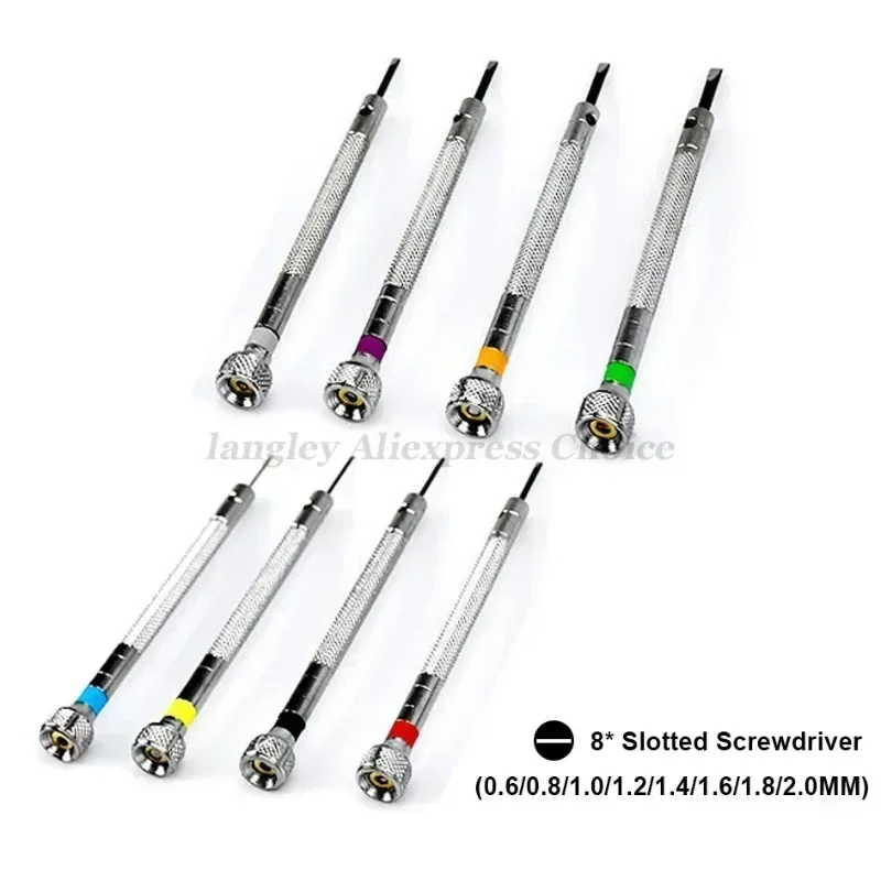 13PCS 시계 도구 수리 스크루 드라이버 세트 0.6mm-2.0mm 슬롯/십자 스크루 드라이버 키트 전문 시계 제조 업체 시계 도구
