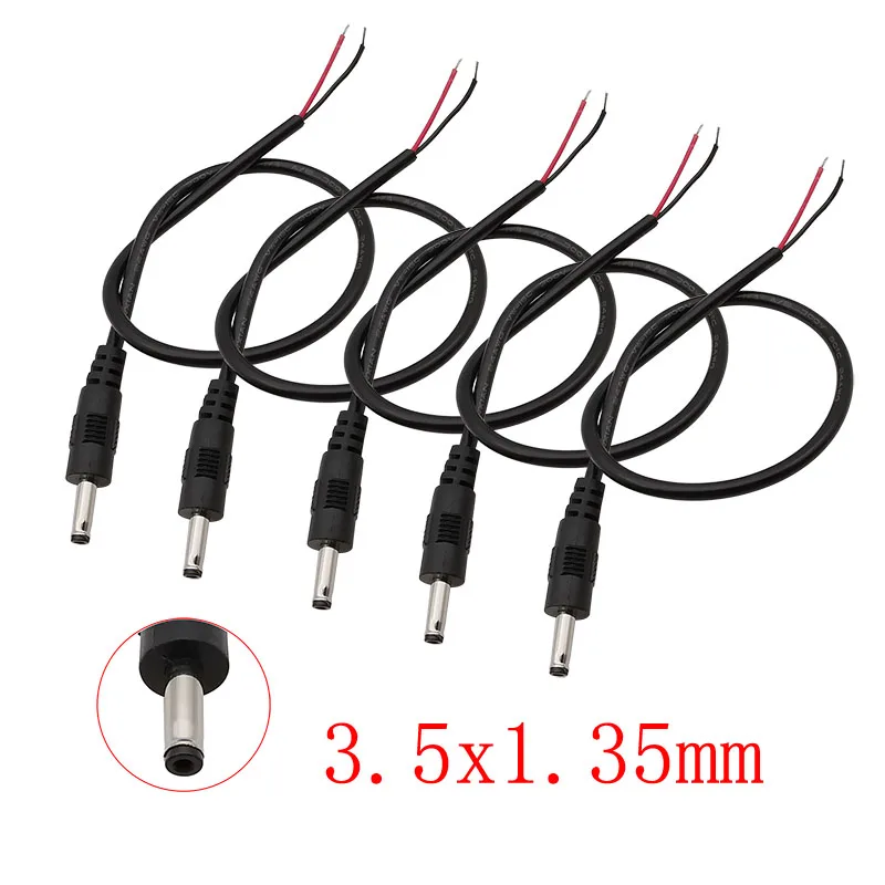 5 Stück/Set 3,5mm X 1,35mm DC-Stromstecker Ladekabel-Verlängerung 2-Pin-Kabel DC-Stecker für CCTV-Kamera LED-Streifen