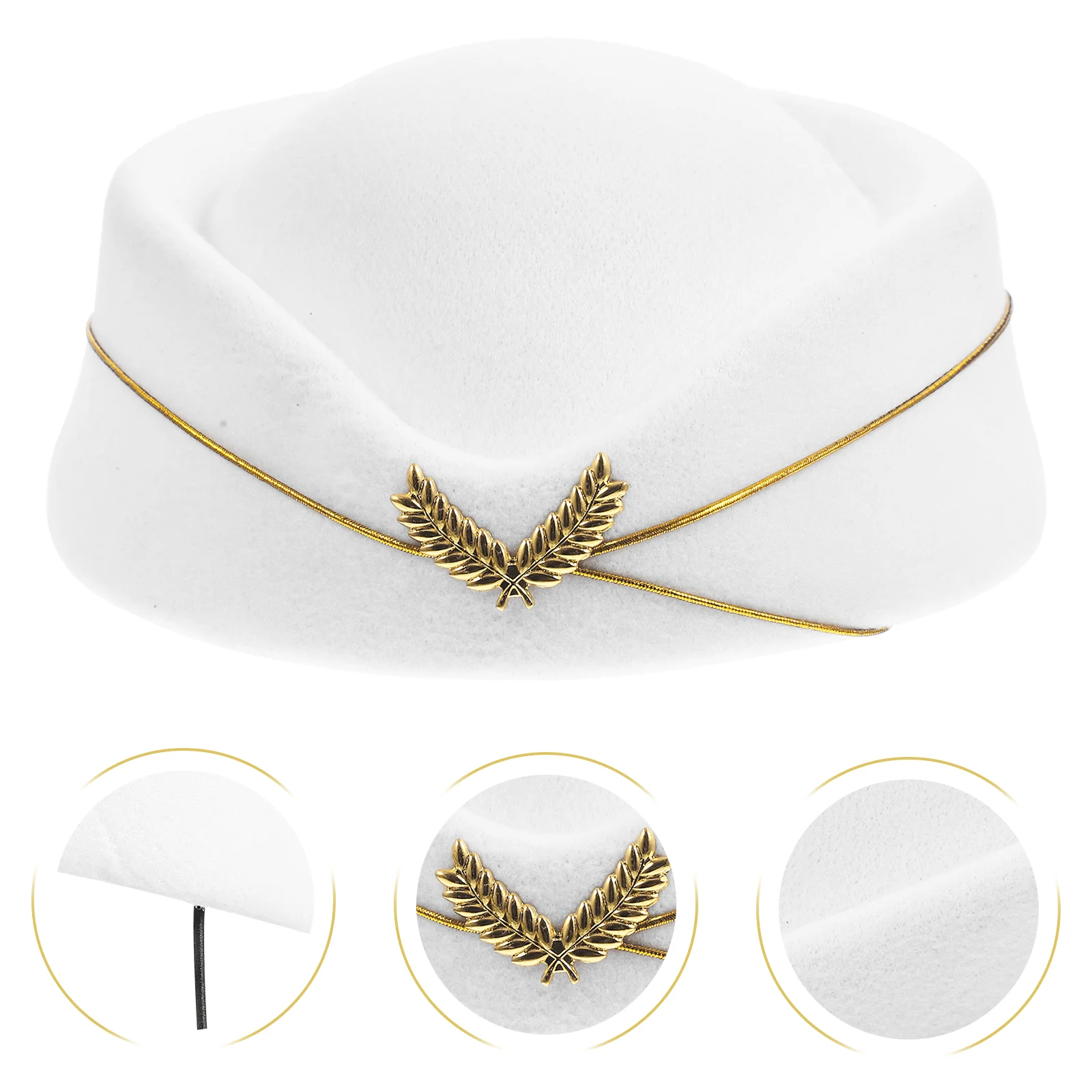 White Stewardess Hat Flight Attendant Costume Decor Airline Headwear Beret Sailor Captain Pillbox Ladies Cosplay Prop Stage