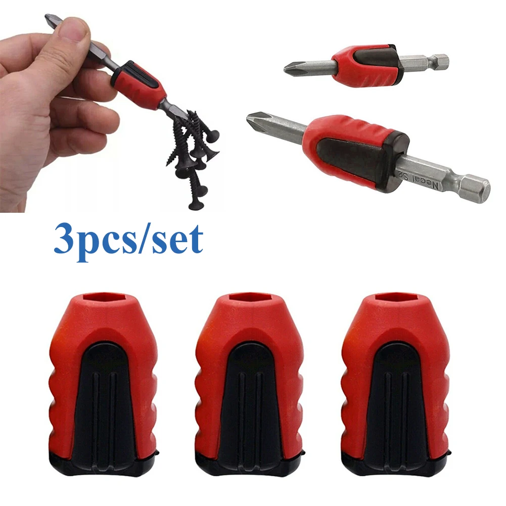 

3 Pcs Strong Magnetized Drill Bit Magnetic Ring Magnet Screwdriver Head 6.35mm Handle Holder Hand Tool Set Tool