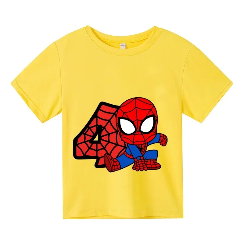 thumbnail image 1 of Nuevas camisetas de Spiderman para niños y niñas, camisetas con estampado de dibujos animados para niños de 3, 4 y 5 dígitos, camisetas de manga corta de verano para bebés, 1 of 5