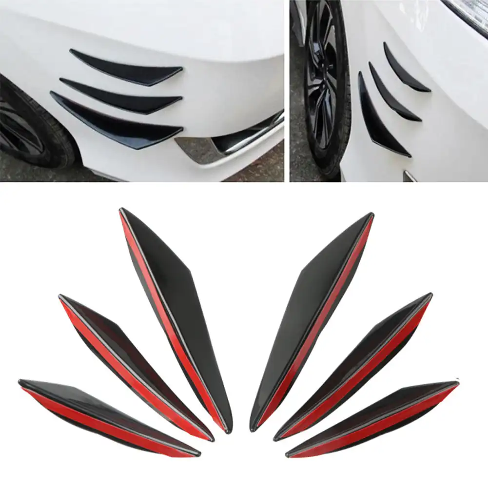 

4/6pcs Car Front Bumper Lip Decoration Diffuser Shunt Fin Body Spoiler Canard Universal Auto Modified Canard Exterior Parts