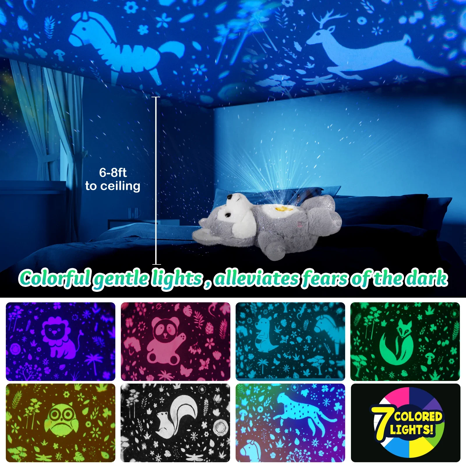 Room Projector Husky Bear Plush Toy