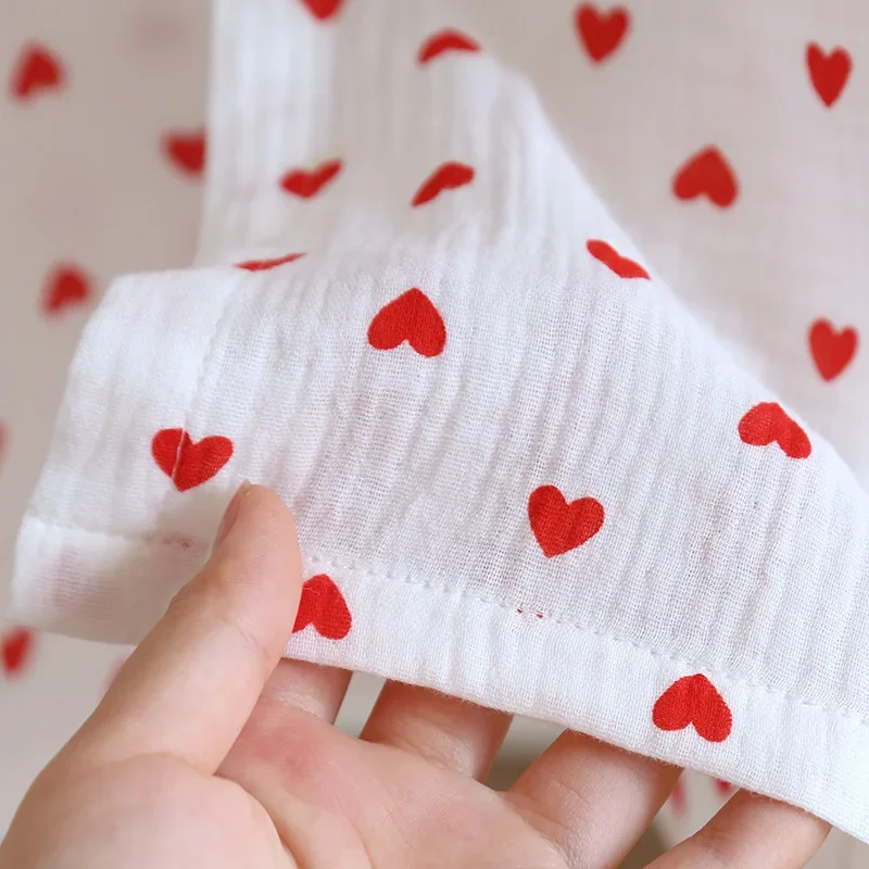 Cute Sweet Love Heart Printed Spring and Summer Pajama Girl Sleepwear Robes Cotton Pajama Night Dress Night Wears for Women