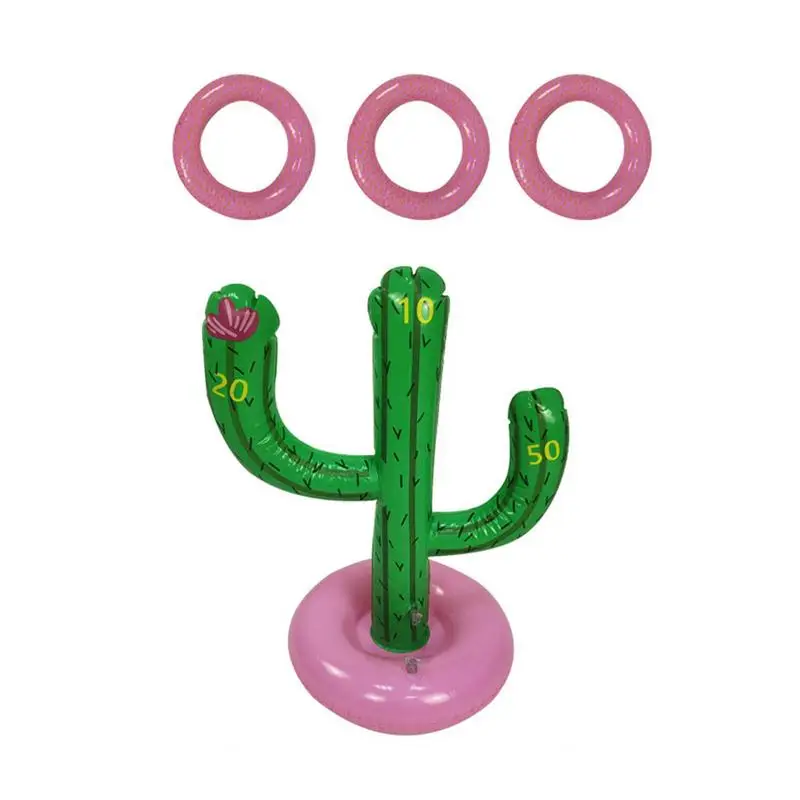 

Cactus Game Inflatable Cactus & 3 Rings For Family Game Funny Beach Party Bar Supplies Summer Outdoor Swimming Toy