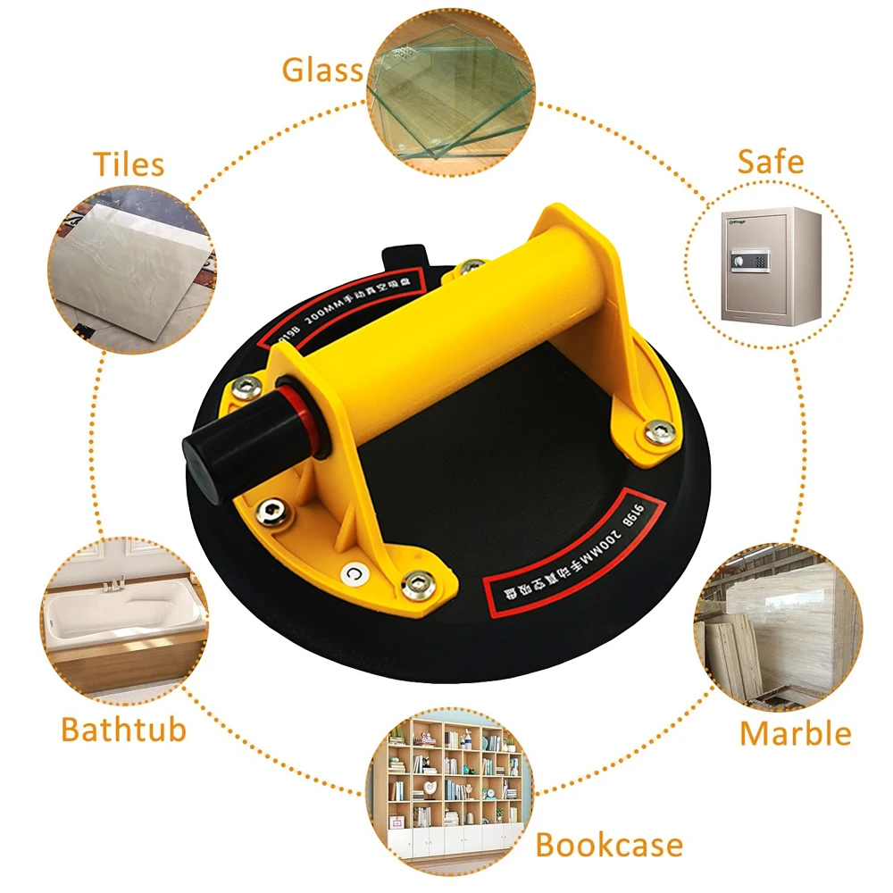 Vacuum Suction Cup 200kg Loading Capacity Heavy Duty Vacuum Spreader 8 Inch Cup for Tile Adsorption Granite Glass Lifting
