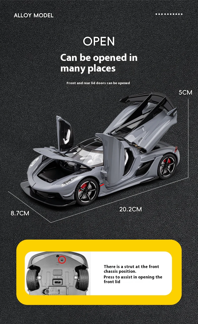 1:22 Koenigsegg Jesko Supercar Soport Racing Car Alloy