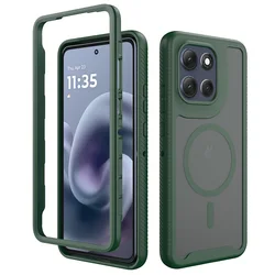 Military - Grade Shockproof Matte Magnetic Phone Case with Rugged Armor Design - Motorola Moto G86 (Dark Green)