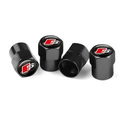 Elegant Metal Car Tire Valve Stem Caps - Set of 4 (Black S)