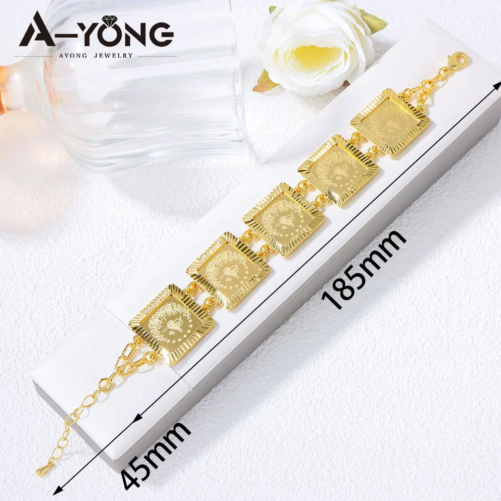 Arabisches Mode-Münzarmband 21k Vergoldet Oman Braut Hochzeit Manschettenarmband Habesha Frauen Event Party Schmuck – Detail 16