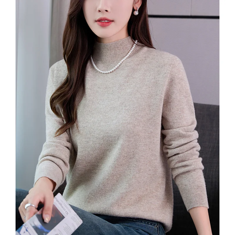 Cashmere Sweater Women Half turtleneck Solid color Pullovers 2025 Winter Autumn Cashmere Sweater Women 2