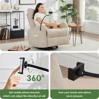 Oversized Fabric Recliner Chair with Phone Holder, Swivel Rocking Chair Reclining, with Lumbar Support, Beige Children's Sofas 2