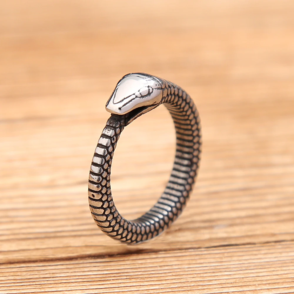 Finger Ring Stainless Steel Ring Animal Ring Vintage Simple Norse Viking Ouroboros Rings For Men Women Stainless Steel Punk Biker Animal Snake Ring Fashion Jewelry Gifts