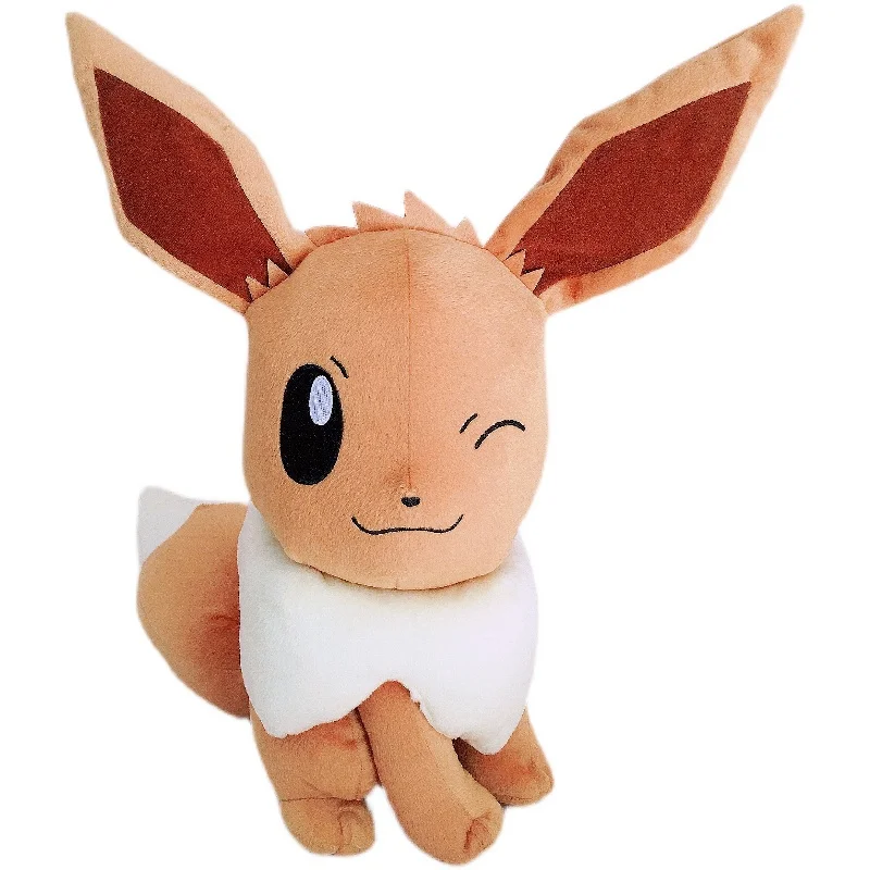 

45cm Cute Winking Eevee Plush Toy Stuffed Japanese Anime Smiling Eevee Doll Collect Pokemon Plushies Hug Pillow Xmas Gifts