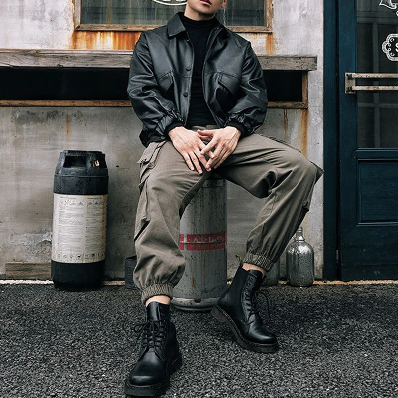 Autumn Winter New Male Loose Casual Pockets Solid Color Cargo Pants Homme Fashion Harajuku Y2K All-match Trousers Men's Clothing