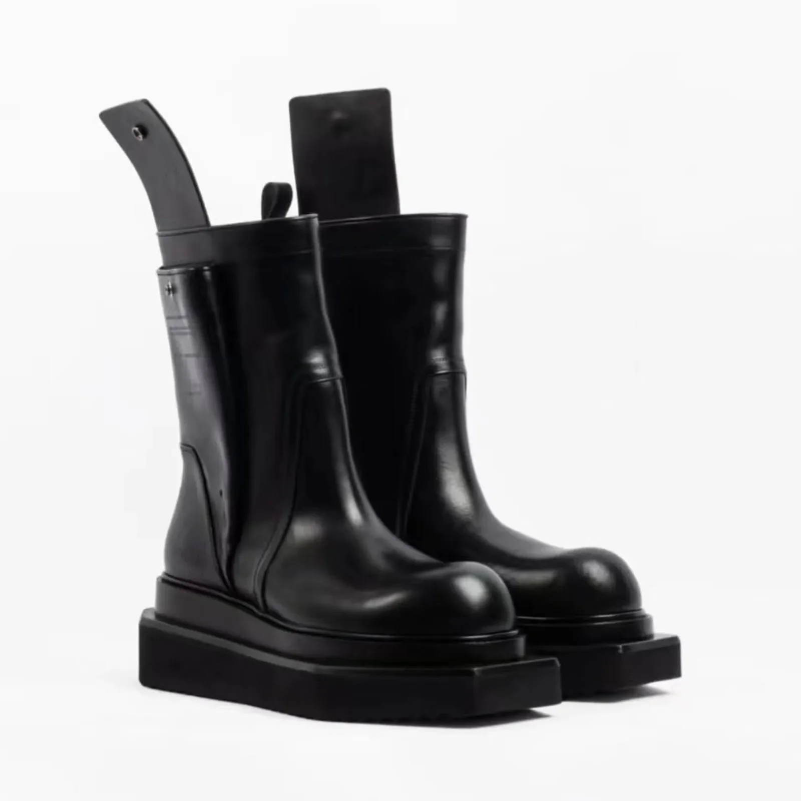 

New Men's and Women's Shoes Thick Sole Napa Cowhide Autumn and Winter Boots Personality Couple Shoes Goth