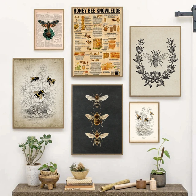 Honey Bee Wall Art Print - Botanical Decor