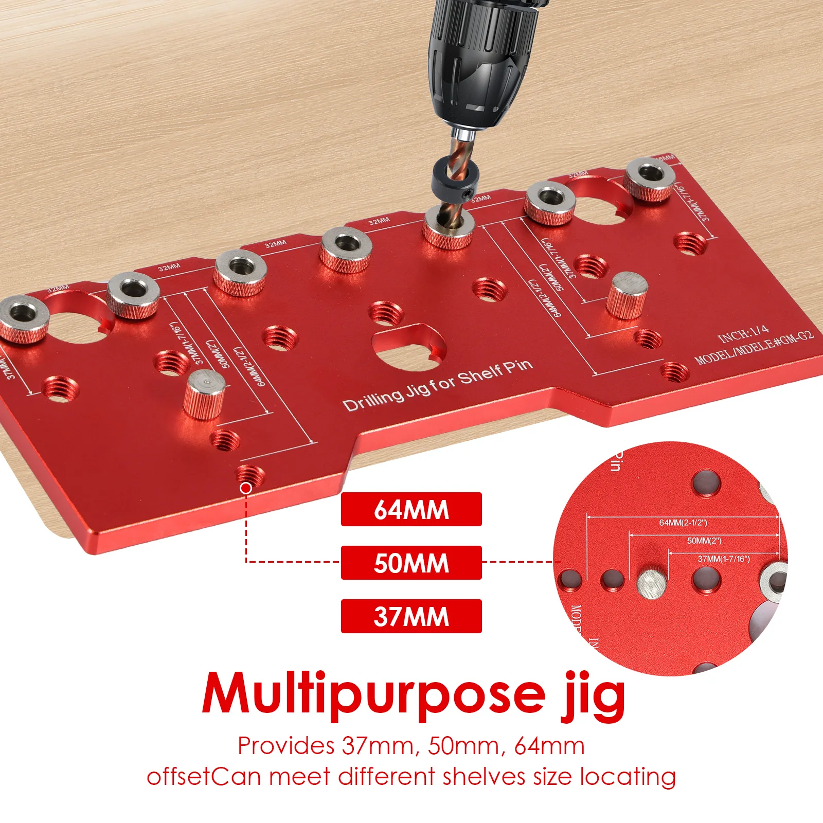 YoHold Shelf Pin Jig, 5mm Cabinet Adjustable Shelf Jig Drill Guide,Drilling Template Woodworking
