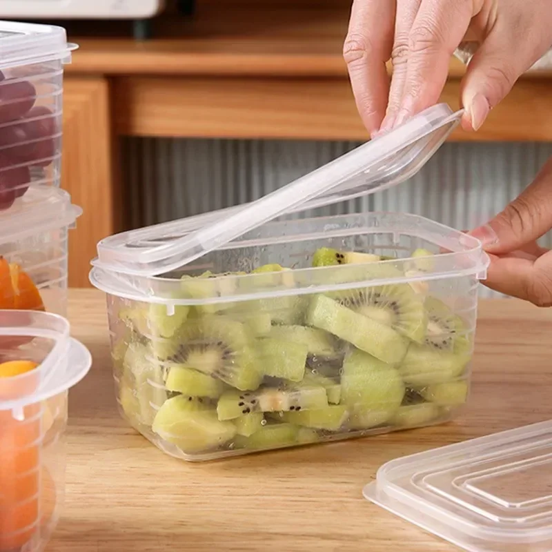 1/10pcs Refrigerator Storage Box Fridge Fresh Vegetable Fruit Storage Container Food Crisper Box with Lid Kitchen Organizer 4