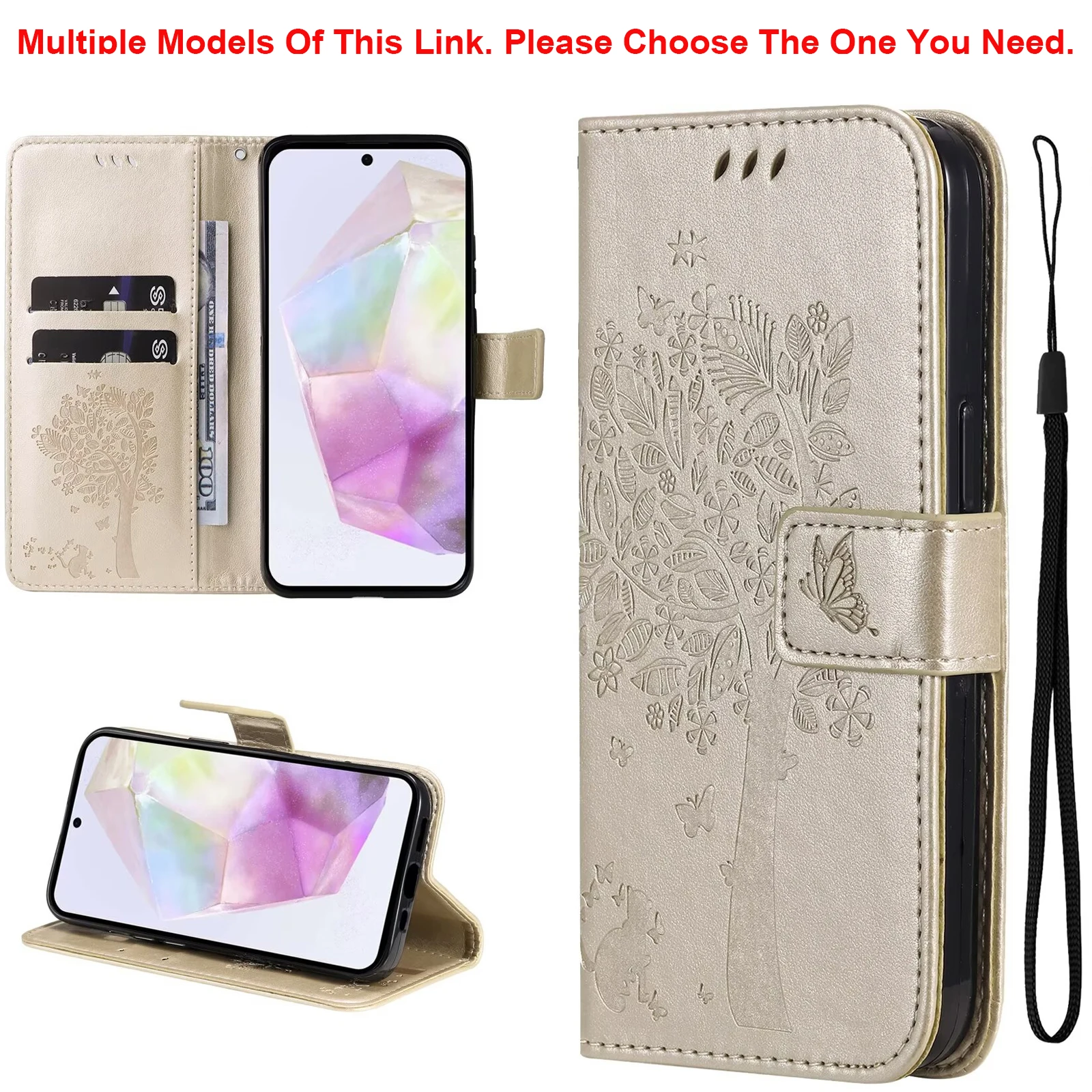Elegant Magnetic Leather Wallet Case with Ample Storage Compartments