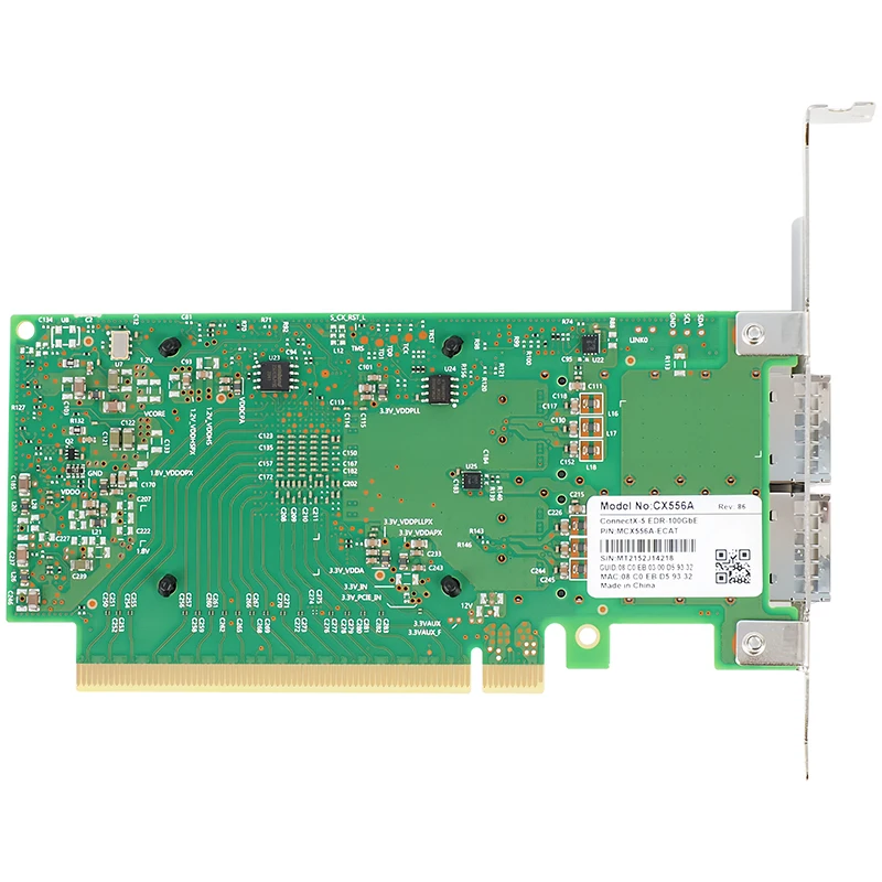 MCX556A-ECAT 100G 듀얼 포트 광섬유 네트워크 카드 ConnectX-5 CX556A