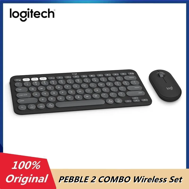 

Newest Logitech Pebble 2 Combo Wireless Keyboard and Mouse Quiet and Portable Logi Bolt Bluetooth Set For Office Tablet