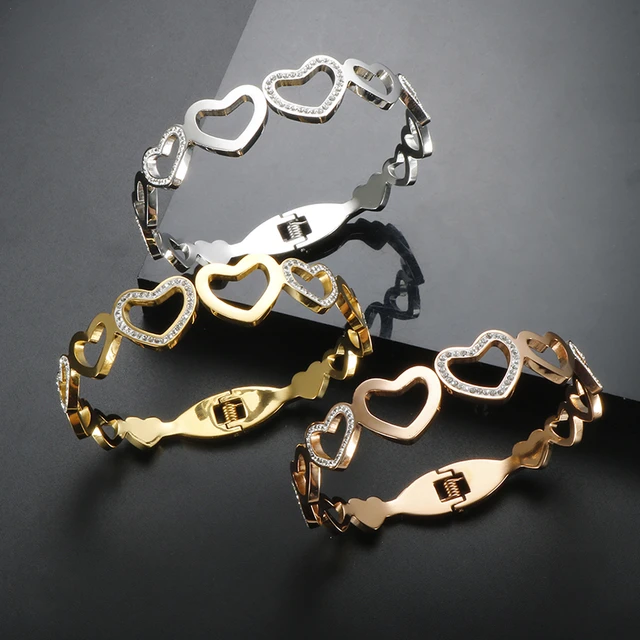 Adjustable Stainless Steel Couple Bracelet  Heart-shaped Stainless Steel  Bracelets - Bracelets - Aliexpress