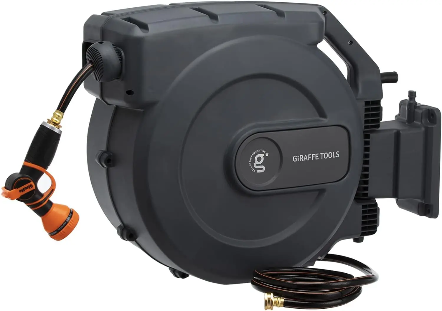 

Giraffe Tools AW505/8 Retractable Garden Hose Reel 5/8" x 115+5 ft, Heavy Duty Wall Mounted Water Hose Reel Automatic