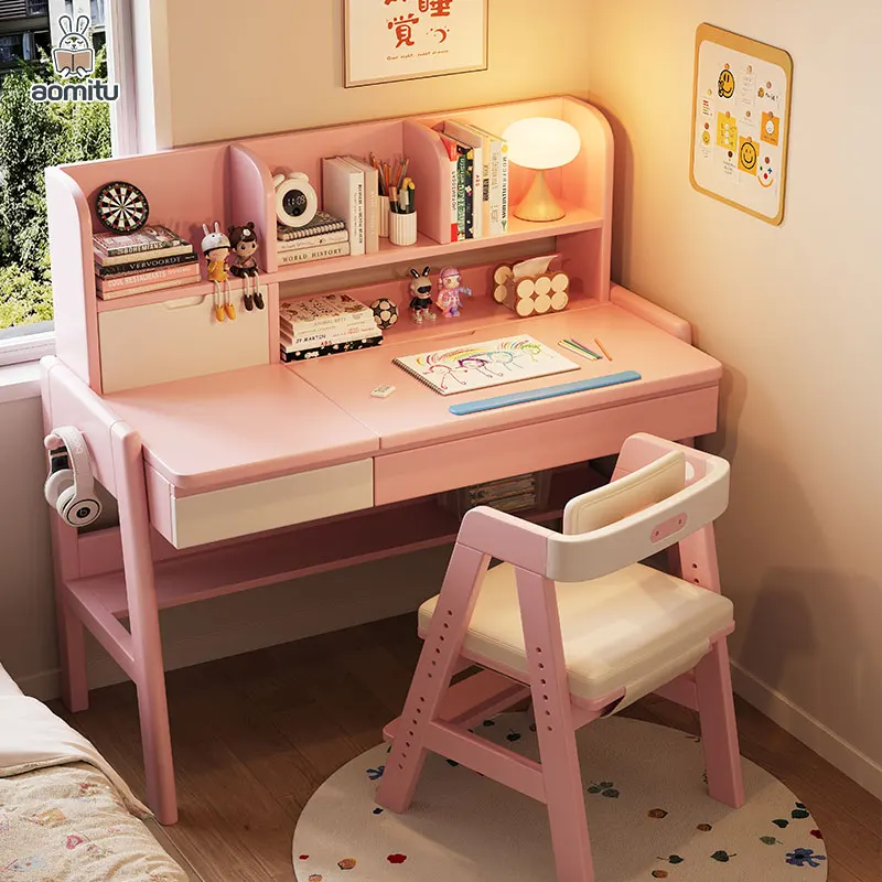 שולחן לימוד מרובה תכליתי ועמיד מעץ אמיתי עם מדף ספרים לבית או למשרד, ארגונומי ועמיד באורך 1.2 מטר, שולחן מחשב נייד לילדים