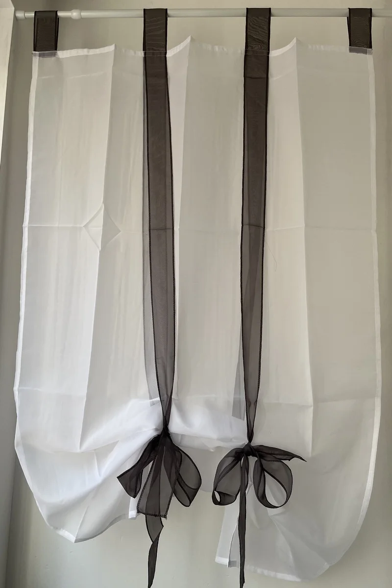 Junwell Polyeste Voile Ribbon Roman Curtain Blind Kitchen Curtains European Style Living Room Balcony Voile Window Tulle 1PC