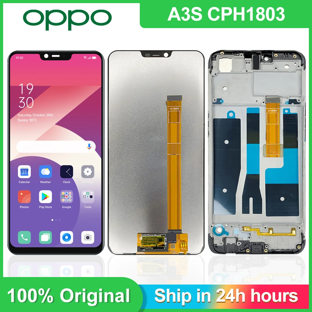 

ЖК-дисплей 6,2 ''для OPPO A3S CPH1803 CPH1853, сенсорный экран, сенсорная панель, дигитайзер в сборе, с рамкой, оригинал