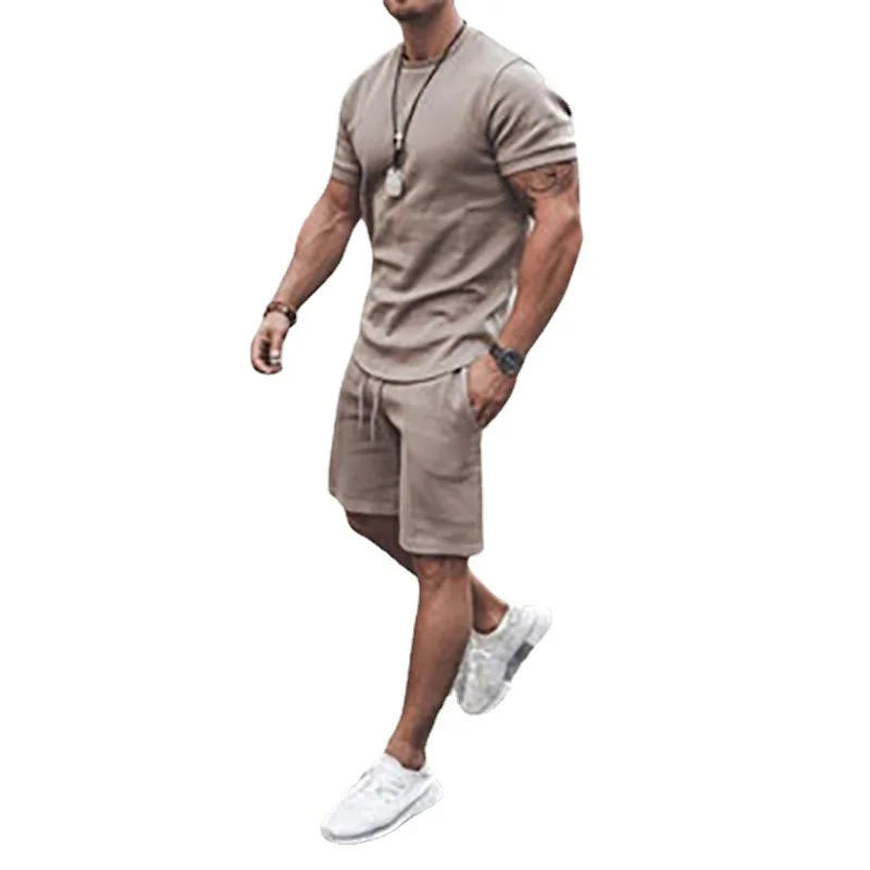 2022 summer popular European and American short sleeved shorts two-piece set sports daily leisure popular men's suit tracksuit