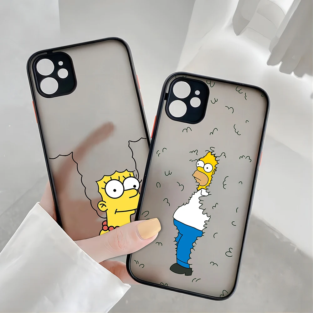 Cartoon Cute The s-Simpsons Matte Transparent Phone Case Cover