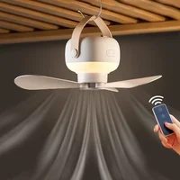 Portable wireless mini ceiling fan light USB fan with remote control, stand, night light, home, outdoor, camping, New Year gifts 1