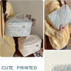 YANZAI 3 Pcs Cotton Quilted Makeup Bag Set, Floral Cotton Cosmetic Bag, Aesthetic Women's Large Capacity Toiletry Organizer 5