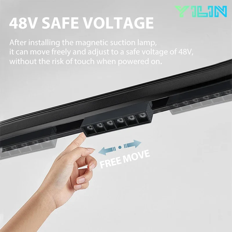 LED Magnet Track Light Embedded Magnetic COB Linear Spotlight Rail Ceil Lamp Living Room Without Main Light Lighting Grille Lamp