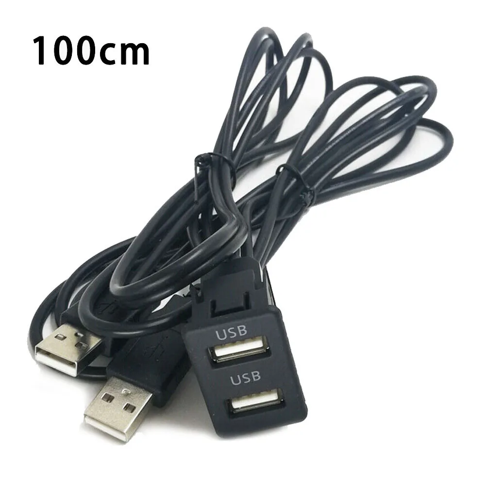 자동차 대시 플러시 마운트 USB 포트 패널, 듀얼 USB 연장 케이블 어댑터, 자동차 인테리어 액세서리, 100cm, 1 개