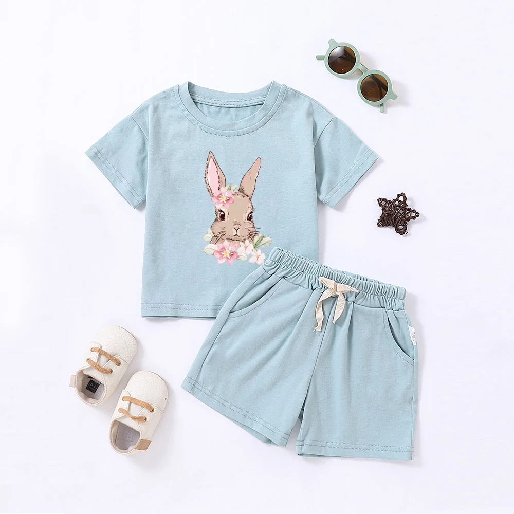 Boys and Girls Rabbit Print Kurta Set