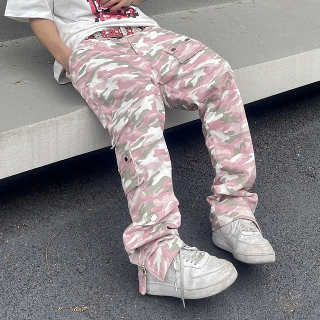 Harajuku Camou Cargo Pants for Women Hip hop Zipper Multi-pocket