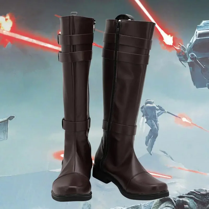 

Ботинки для косплея рыцаря джедая Оби-Вана Кеноби, коричневые кожаные ботинки на заказ, любого размера для унисекс