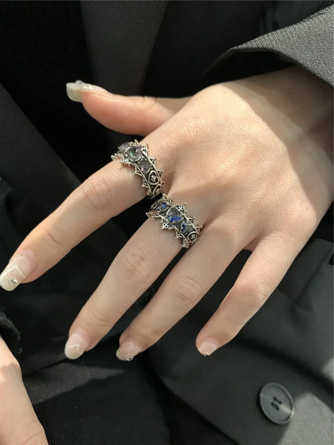 Wedding Rings Finger Rings Engagement Rings Fashion Ring Cross Rings Punk Rings Punk Anillos Mujer Vintage Gothic Love Heart Cross Rings For Women Girls Bridal Wedding