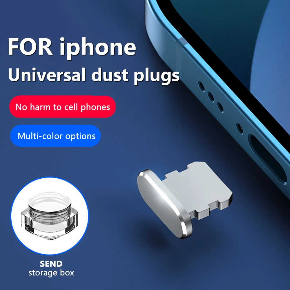Dust Plug USB Type C Micro Smart Phone Accessories For iPhone 13 Samsung Xiaomi POCO Colorful Metal Anti Dust Charger Dock Plug