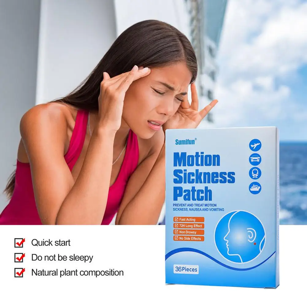 Car Motion Sickness Patch 36pcs Refreshing Awakening the Brain Anti Airsickness Seasickness Plaster Nausea Dizzy Patch