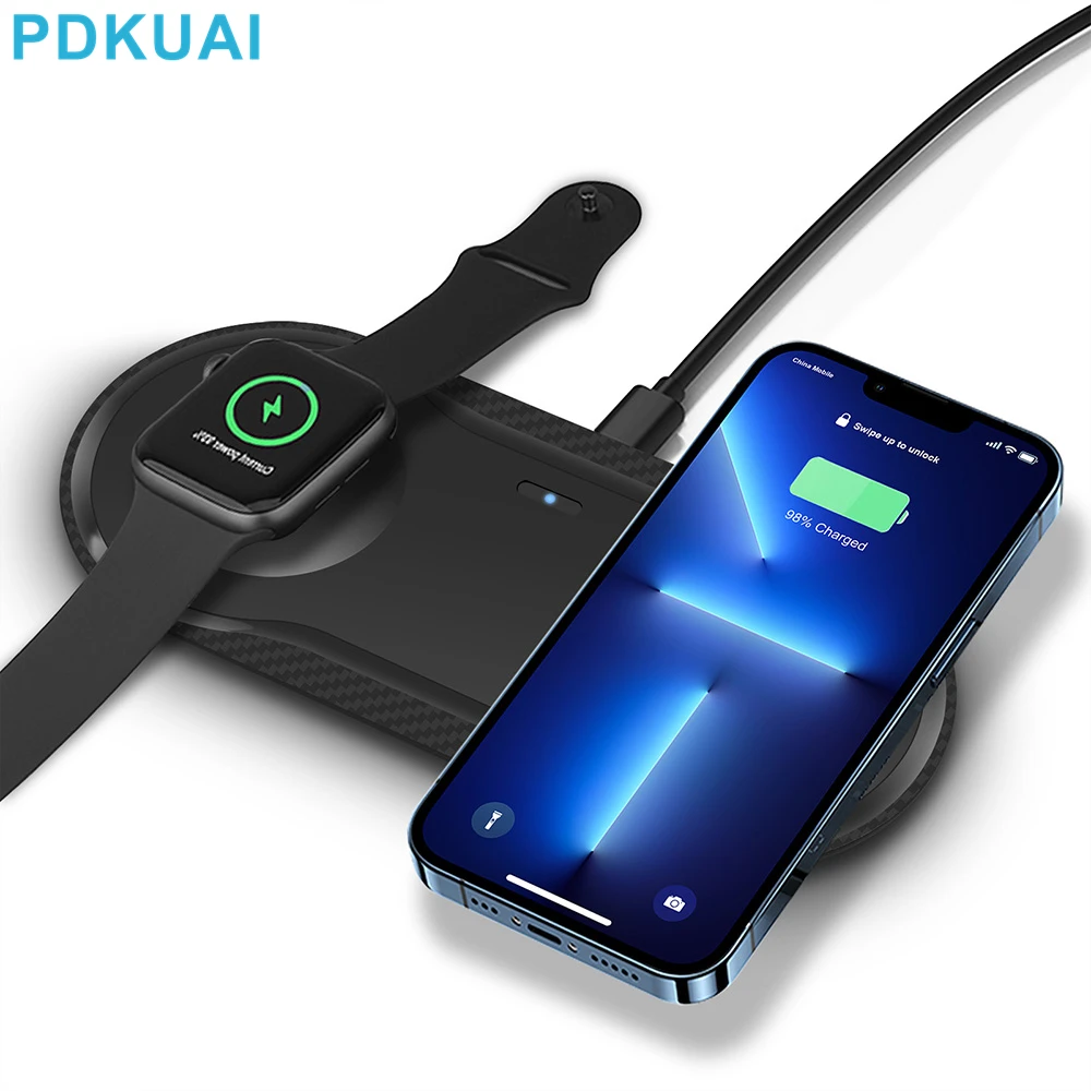 2 In 1 Dual Wireless Charger Pad Per Iphone 14 13 12 11 Xs Xr X 8 20W Dock Station Di Ricarica Rapida Per Apple Watch 7 6 5 Airpods 3