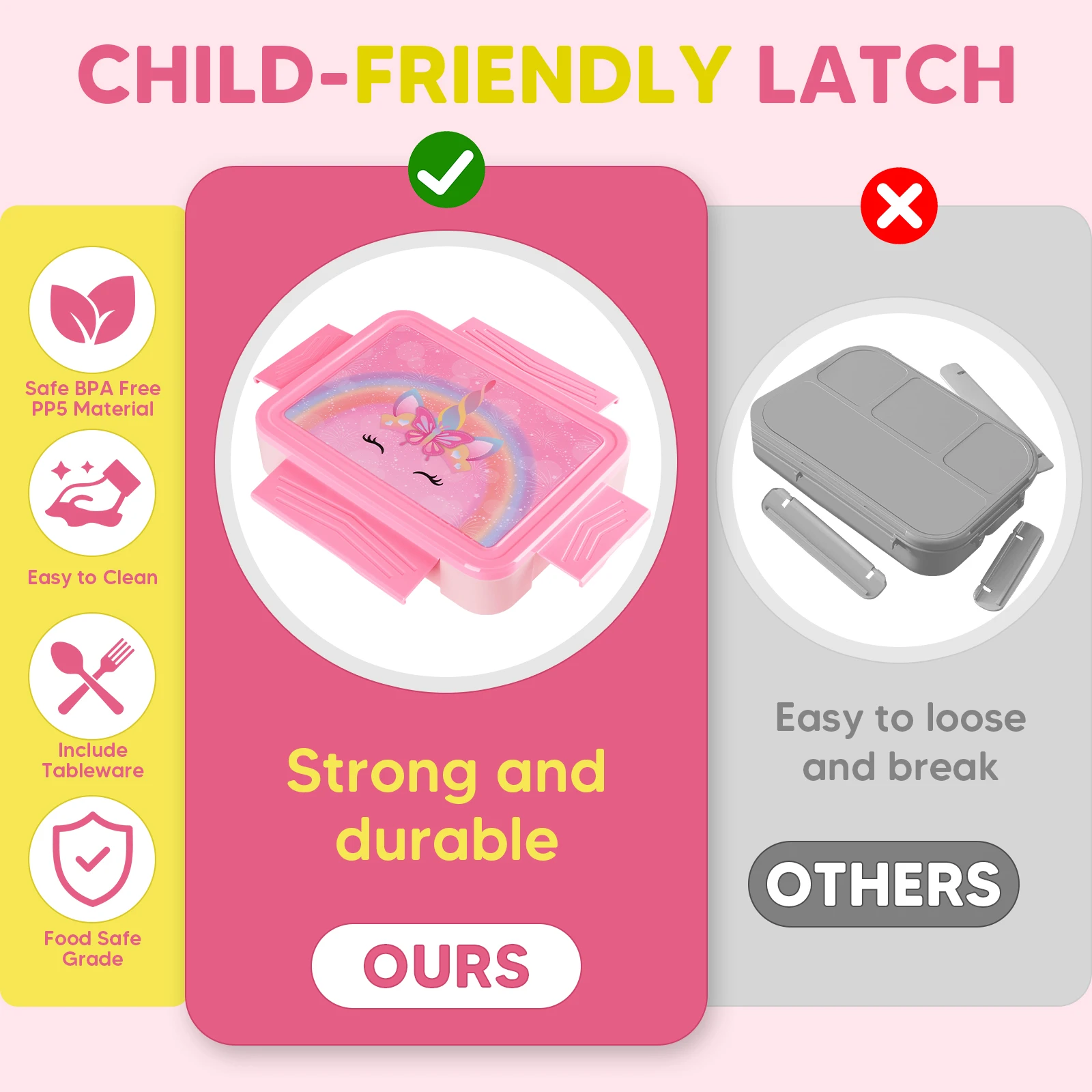 Unicorn-Themed Kids Bento Lunch Box with 6 Compartments
