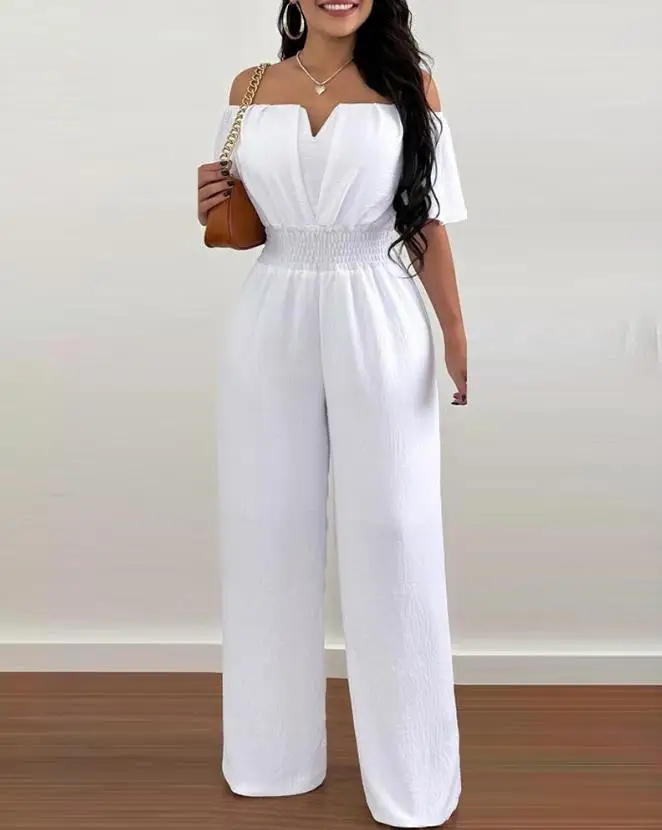 Jumpsuits for Women 2025 Spring Fashion Off Shoulder Casual Plain